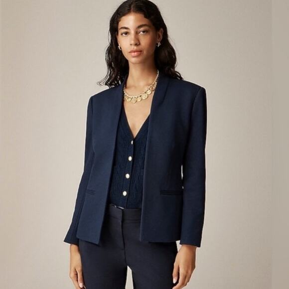 J. Crew going out blazer stretch twill navy blue open front - Picture 1 of 9